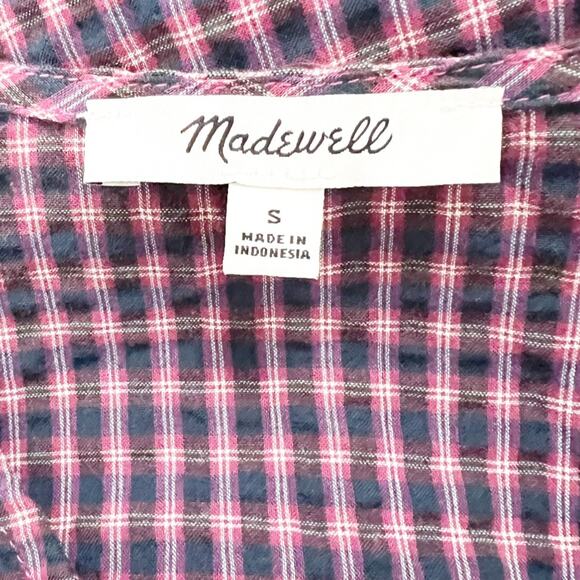 Madewell Plaid Flutter Sleeve Side Tie Wrap Top Size Small - Picture 5 of 5